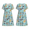 thumbnail image 3 of Bixox Robe d'Été à Manches Courtes pour Femmes Robe Ample Longueur Genou avec Poches-Chiens, 3 of 7