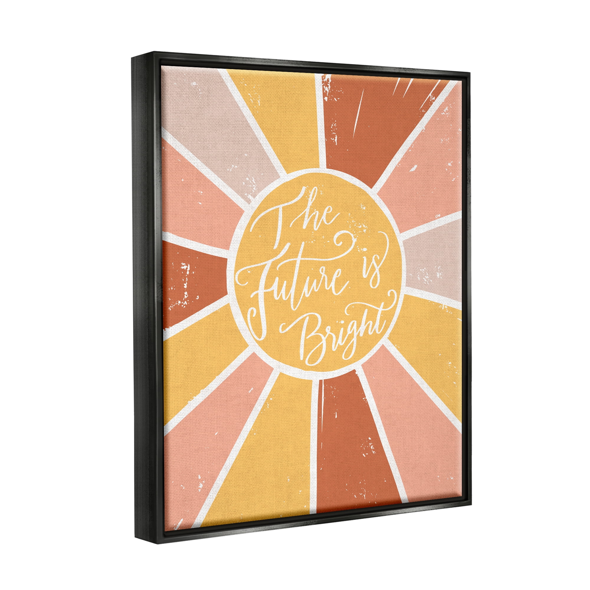 Stupell Industries Future Is Bright Warm Neutral Sun Inspirational Painting Black Floater Framed Art Print Wall Art
