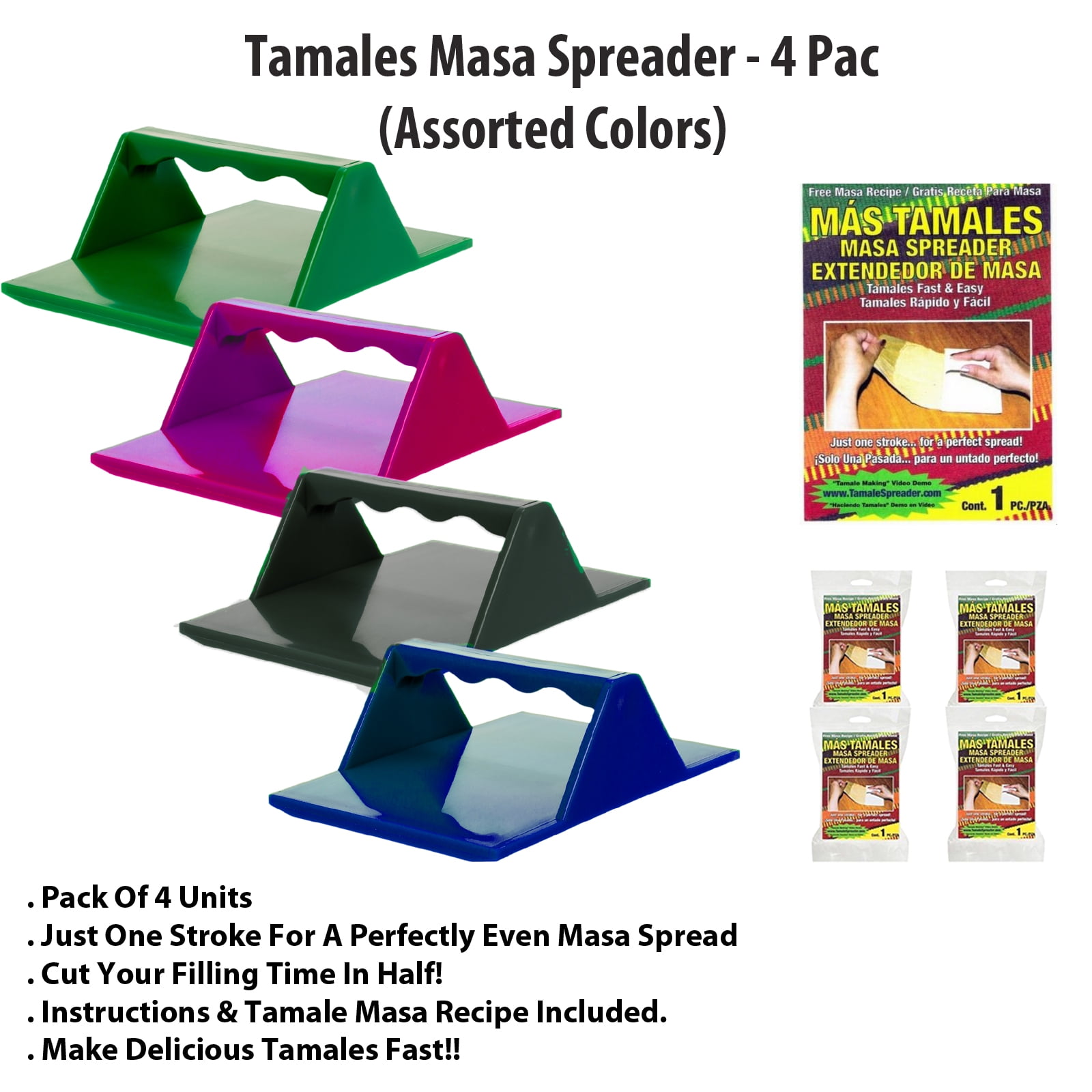 Tamale Masa Spreader Tool (2 Pack, Black) Masa Spreader for Tamales,  Espátula Para Hacer Tamales, Maker for Wrappers & Corn Husks, Extendedor de  Masa