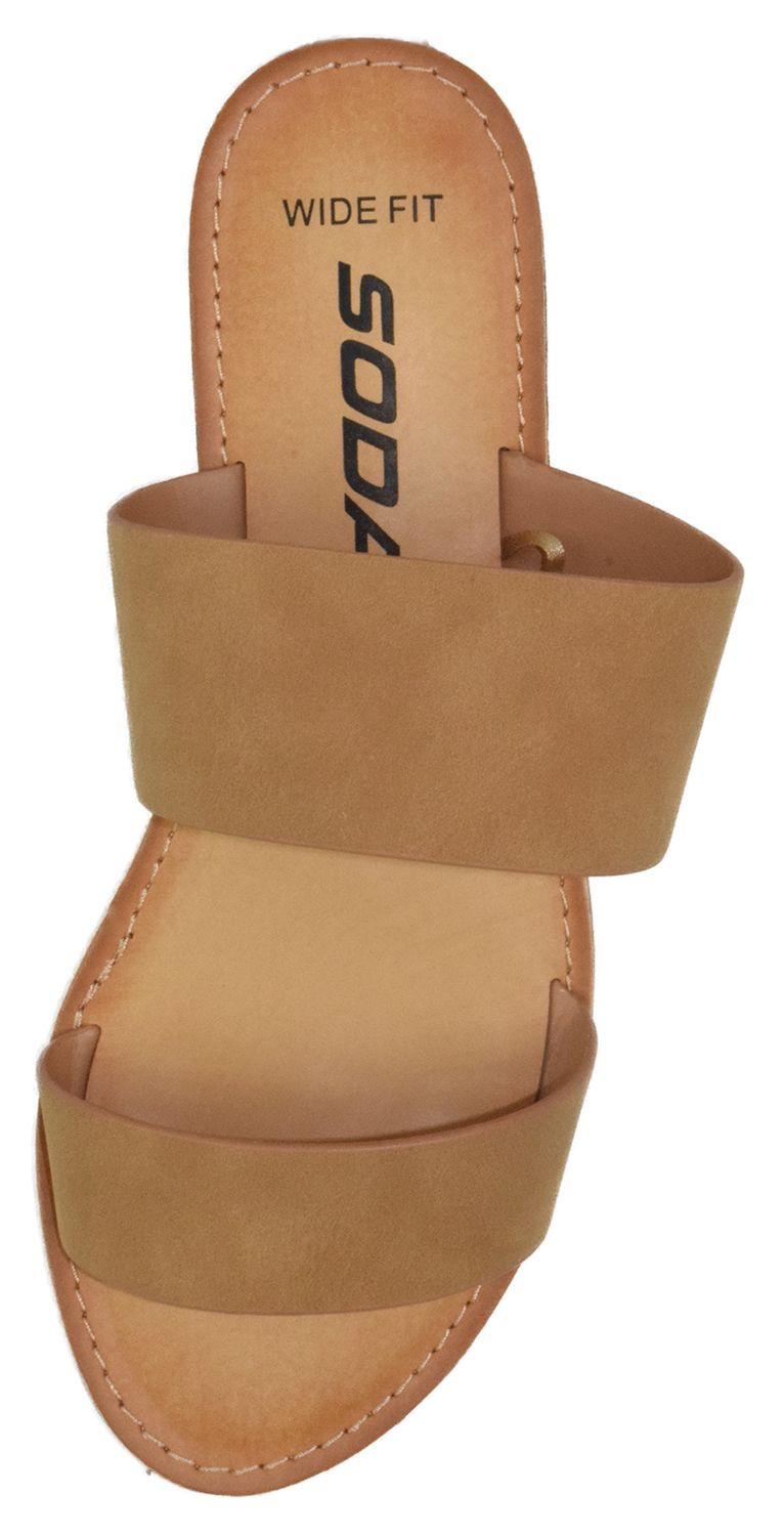 Soda Shoes Women's Sandals Double Strap Flip Flops Slides Wide Fit W ...