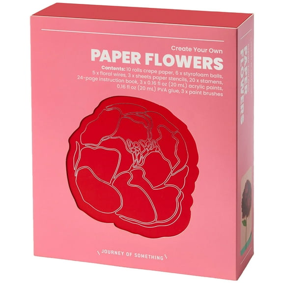 Journey of Something: Create Your Own Paper Flowers - DIY Adult Craft Kit, Learn To Make Floral Arrangements, Crepe Paper-Styrofoam Balls-Wire-Paints
