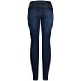 thumbnail image 2 of 2Luver, Women's, Stretchy 5 Pocket Destroyed Medium Denim Skinny Jeans, Blue Denim, 3, 2 of 2