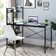 thumbnail image 2 of Costway Bureau d'Ordinateur 47,5 Pouces Bureau d'Écriture Table d'Étude Poste de Travail avec Étagères à 4 Niveaux Noir, 2 of 10