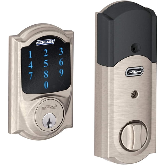 Schlage BE469ZPVCAM619 Satin Nickel Connect Camelot Touchscreen with Built-in Alarm & Z-Wave