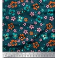 thumbnail image 1 of Soimoi Blue Silk Fabric Artistic Floral Printed Craft Fabric by the Yard 42 Inch Wide, 1 of 3