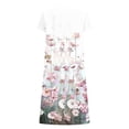 thumbnail image 5 of SMihono Robe d'Été pour Femmes Grande Taille Mode Femmes Été Imprimé Décontracté Col en V Boutons Manches Courtes Poches Robe de Vacances, 5 of 5