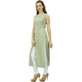 thumbnail image 3 of Phagun Women's Printed Cotton Tunic Sleeveless Green Kurta Front Cut Kurti-6, 3 of 9