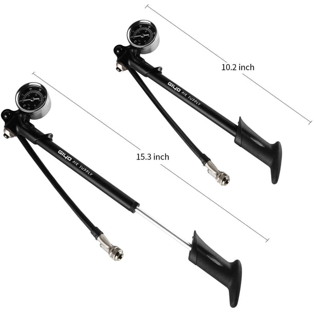 Pompe à Choc VTT 300 PSI – Alliage Alu, Manomètre + Purge D’air, Compatible Valves Américaine/française