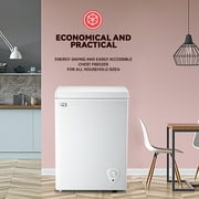 Chest Freezer Small Deep Freezers WANAI Mini Top Door Freezer Storage Basket 7 Temp Control White