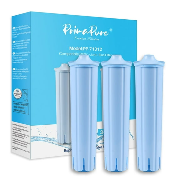 3-Pack PrimaPure Coffee Machine Water Filter Replacement for Jura Clearyl Blue 71445, 67879, ENA3, ENA5, J6, J9, J95 Certified To NSF / ANSI 42 by IAPMO R&T