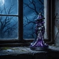 thumbnail image 4 of Halloween Witch Statue, Small Size Black Purple Cat Holding, 1 Pack Resin Figurine Decor, Spooky Halloween Decoration for Indoor Home Mantel Tabletop Haunted House Party Display, 4 of 6