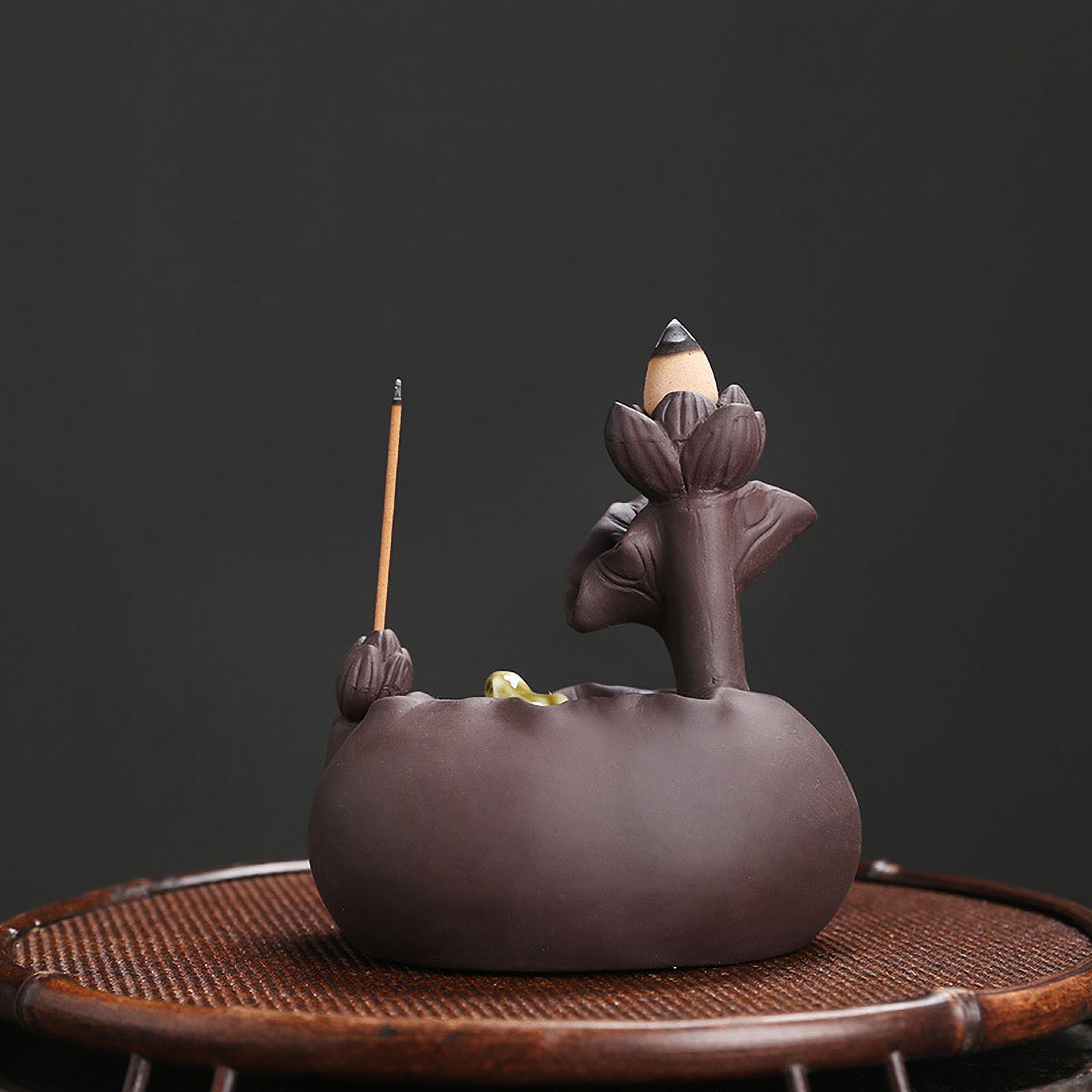 Purple Sand Lotus Leaf Backflow Incense Burner Creative Frog Reflow Incense Holder Fragrant Incense Home Decoration