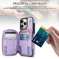 thumbnail image 6 of Crossbody Wallet Case for iPhone 14 Pro Max, RFID Blocking Zipper Handbag Purse Flip Cover, Kickstand Folio Case Card Slots Holder Wrist Strap Lanyard, 6 of 9