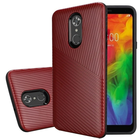 GSA Textured Embossed Hybrid Case for LG Q7 Plus - RED/BLACK