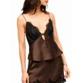 thumbnail image 2 of Women Polka Dot Print Tank Top Lace Trim Bralette Spaghetti Strap Y2k Camisole Chestnut Color XS, 2 of 9