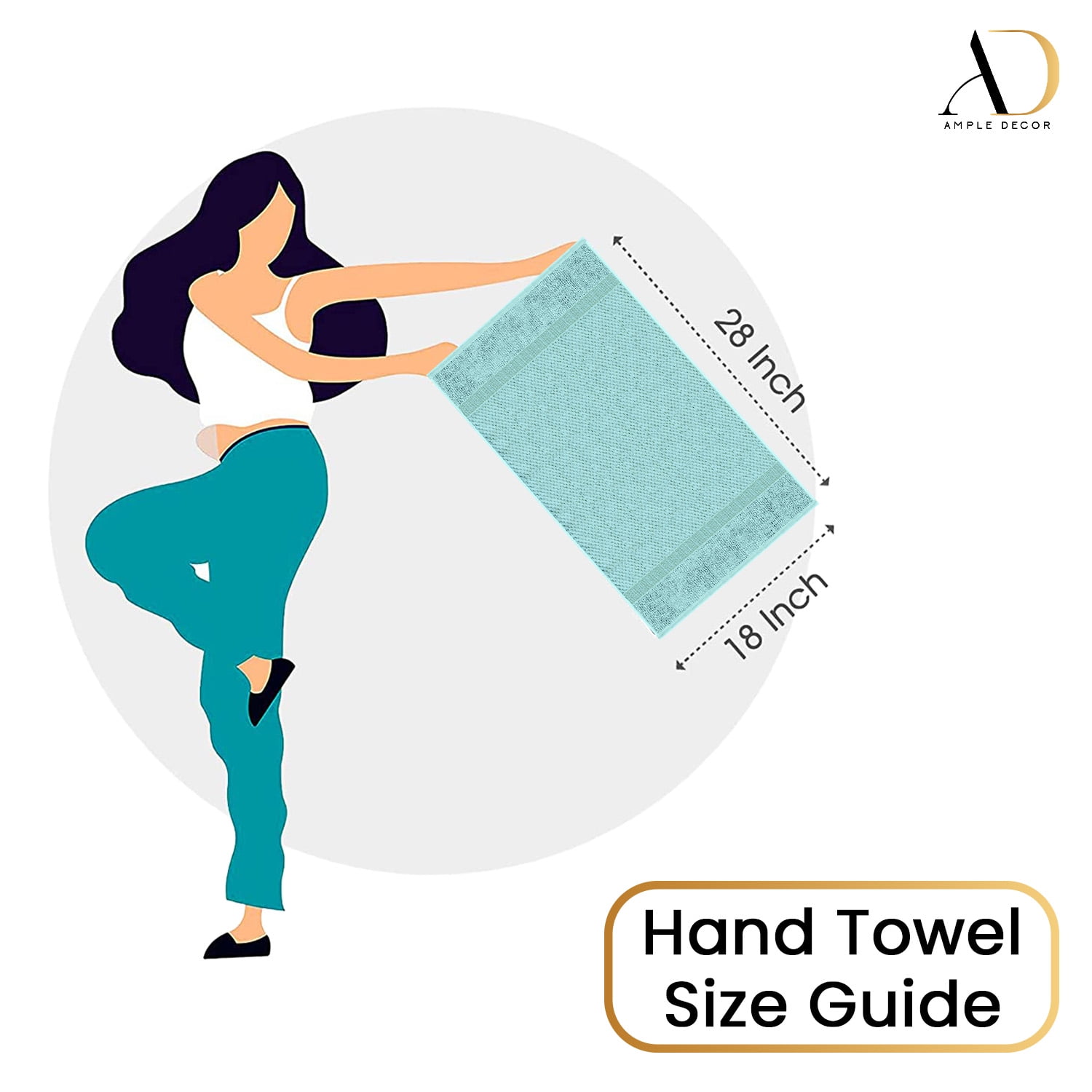Ample Decor 100% Cotton Hand Towel Set of 4 Mint Green, Popcron Textured - 18 X 28 Inch