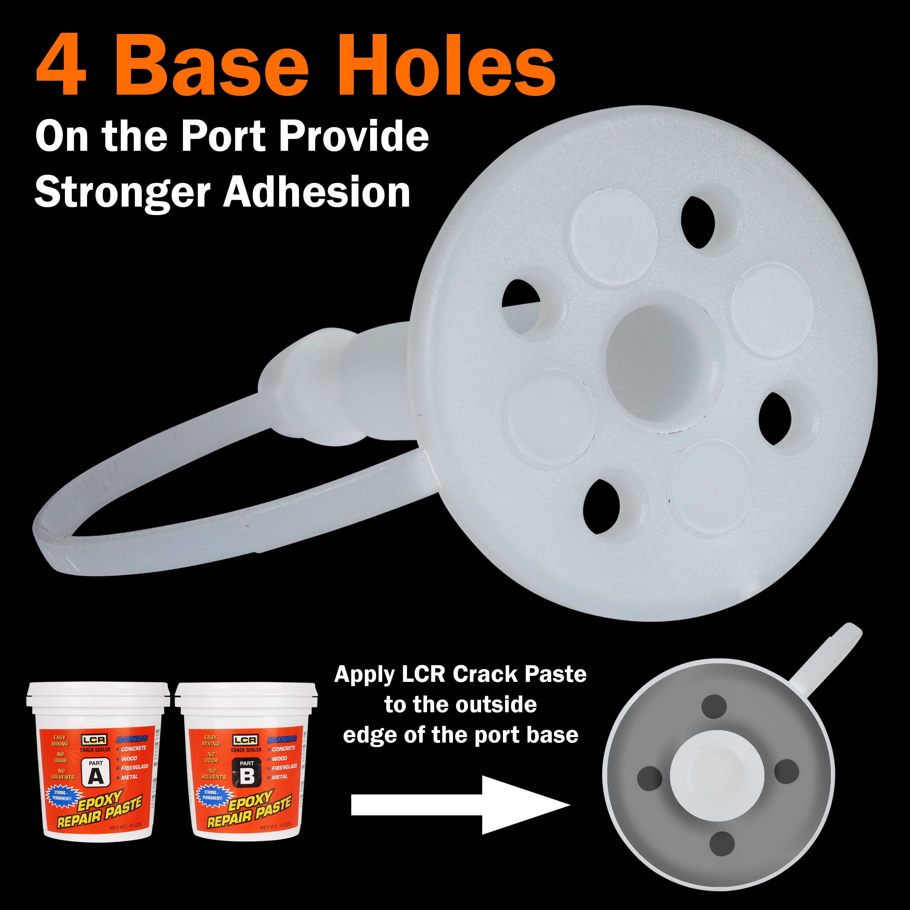 Polygem LCR Concrete Crack Repair Epoxy Injection Bundle, 10 oz 2-Part Cartridge with 7 White Surface Ports, for Foundation & Basement Cracks