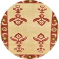 thumbnail image 1 of Ahgly Company Machine Washable Indoor Round Abstract Chrome Gold Yellow Area Rugs, 7' Round, 1 of 7
