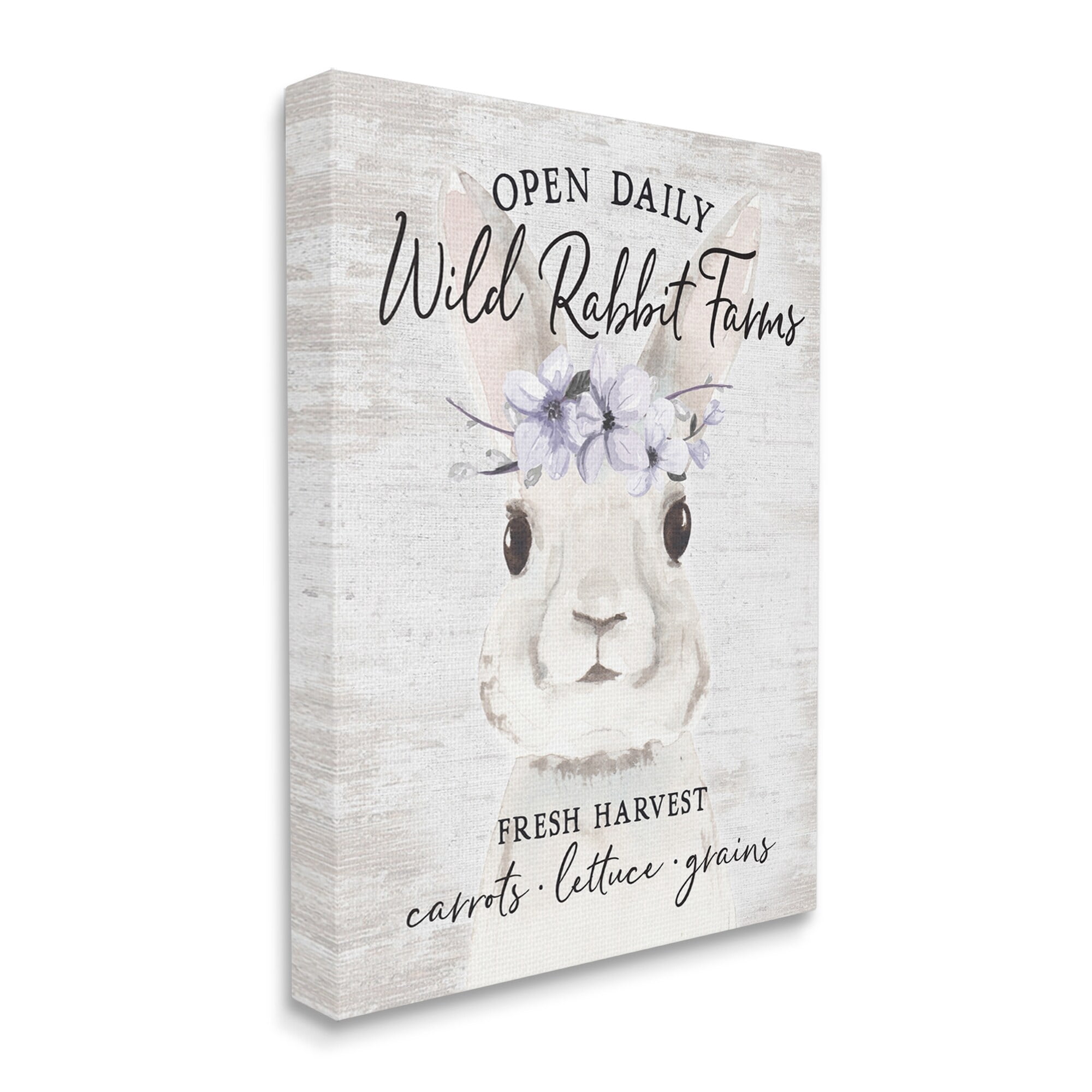Wild Rabbit Farms Weathered Floral Crown Sign Animals & Insects Graphic Art Gallery-Wrapped Canvas Print Wall Art
