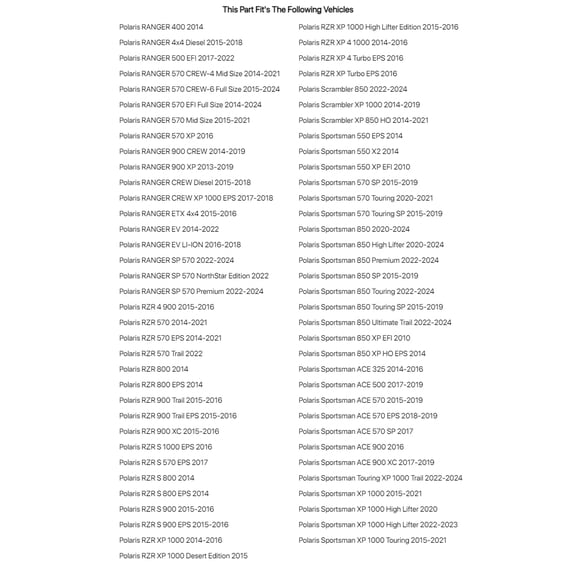 Tusk UHMW HD Bushing 4-Pack for Polaris Ranger SP 570 Premium 2022-2024