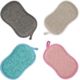 thumbnail image 1 of Esponja multiusos para fregar cocina, esponja para fregar antiarañazos de limpieza resistente, esponja de microfibra reutilizable para limpieza del hogar, colores aleatorios, 1 of 5