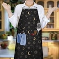 thumbnail image 6 of Black Gold Sun Moon Star Planet Pattern Apron-Garden Aprons for Women with Pockets-Cotton Linen Waterproof Kitchen Cooking Gardening Aprons Adjustable for Kitchen,Cooking,BBQ and Salon 33x27 Inch, 6 of 7