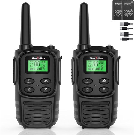 Walkie Talkies Long Range for Adult, MT10 Rechargeable Walkie Talkies FRS Two Way Radio, NOAA, 1200mAh Li- Battery USB-C Cable, LED Flashlight, VOX Walkie Talkie for Hiking Camping 2Pack