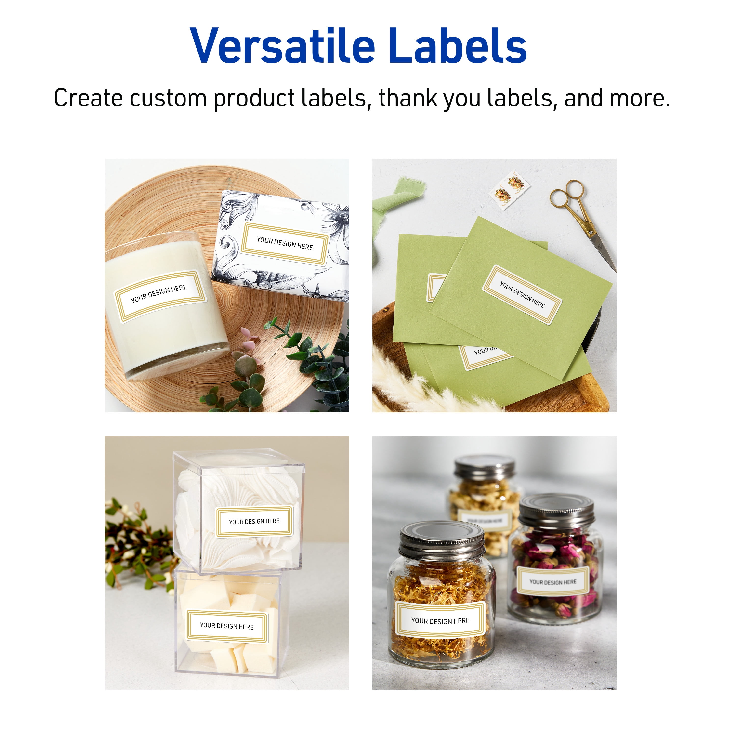 Avery Labels, 1" x 2-5/8", Glossy White, Multi-Lined Gold Border, 160ct
