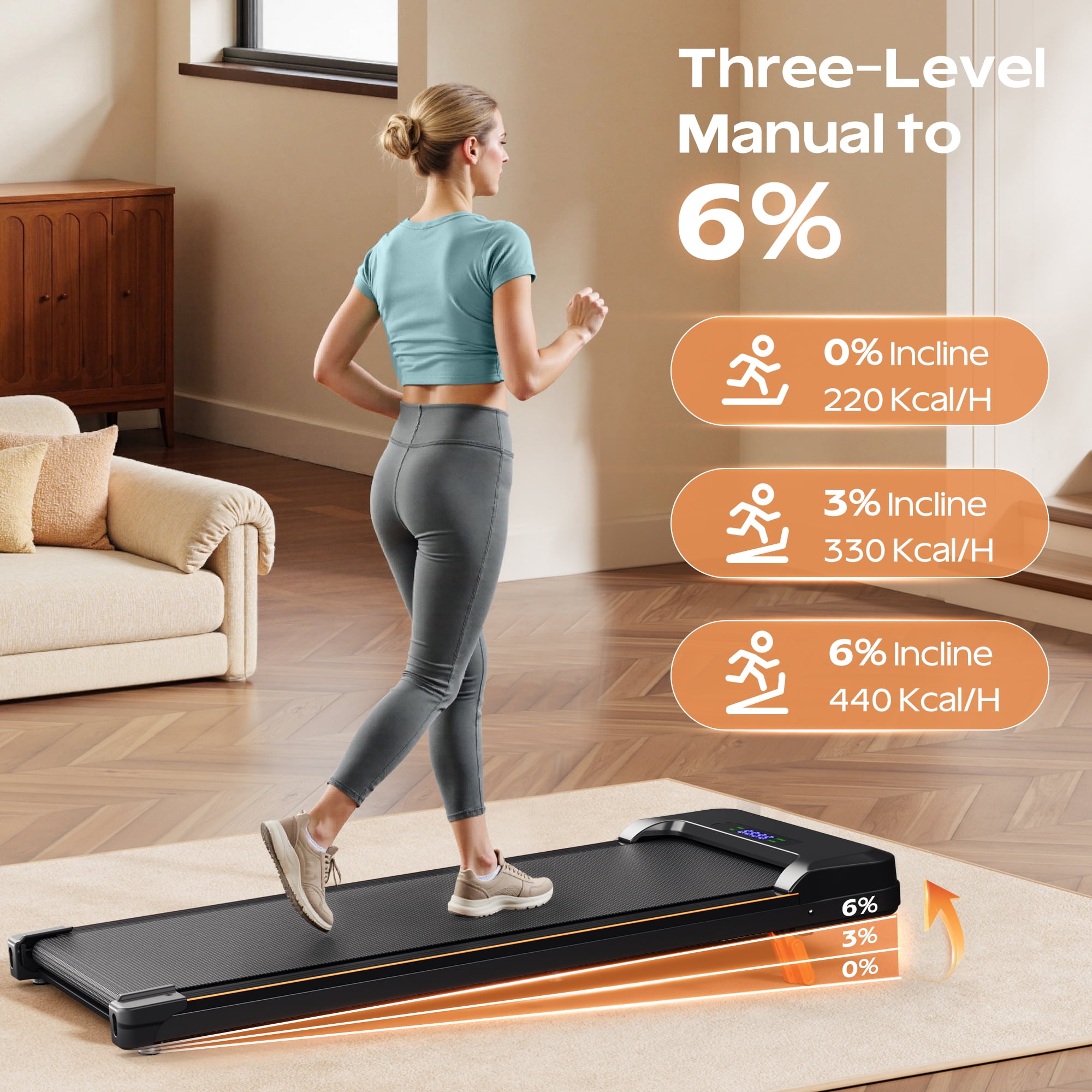Primy Walking Pad with Incline, Portable Treadmill for Home, 4 in 1 Walking Pad Incline with Remote Control 300LB Capacity, 2.5HP Compact Treadmill with LED Display for Walking and Running