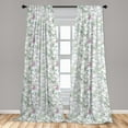 thumbnail image 5 of Ambesonne Floral Curtains, Vintage Seamless Pattern, Pair of 28"x63", White and Reseda Green, 5 of 5