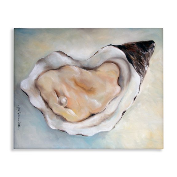 Stupell Industries Coastal Luminescent Oyster Pearl Canvas Art, 20 x 16, by Mary Sparrow