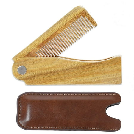 Onedor Sandalwood Fine Tooth Folding Brush Comb for Men Hair  Beard  and Mustache Styling  Pocket sized for Easy Carry