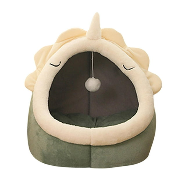 Lit pour Chat à Capuchon en Forme de Grotte en Peluche pour Animal, Beigne pour, Faux
