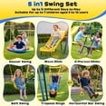 thumbnail image 2 of Gardwin Swing Sets Heavy-Duty Outdoor Metal Swing sets for Backyard,Playground,Outside Toys with Glider,Saucer Swing,Belt Swing,Wave Slide,Trapeze Bar Swing for 7 Kids Aged 3-12, 2 of 10