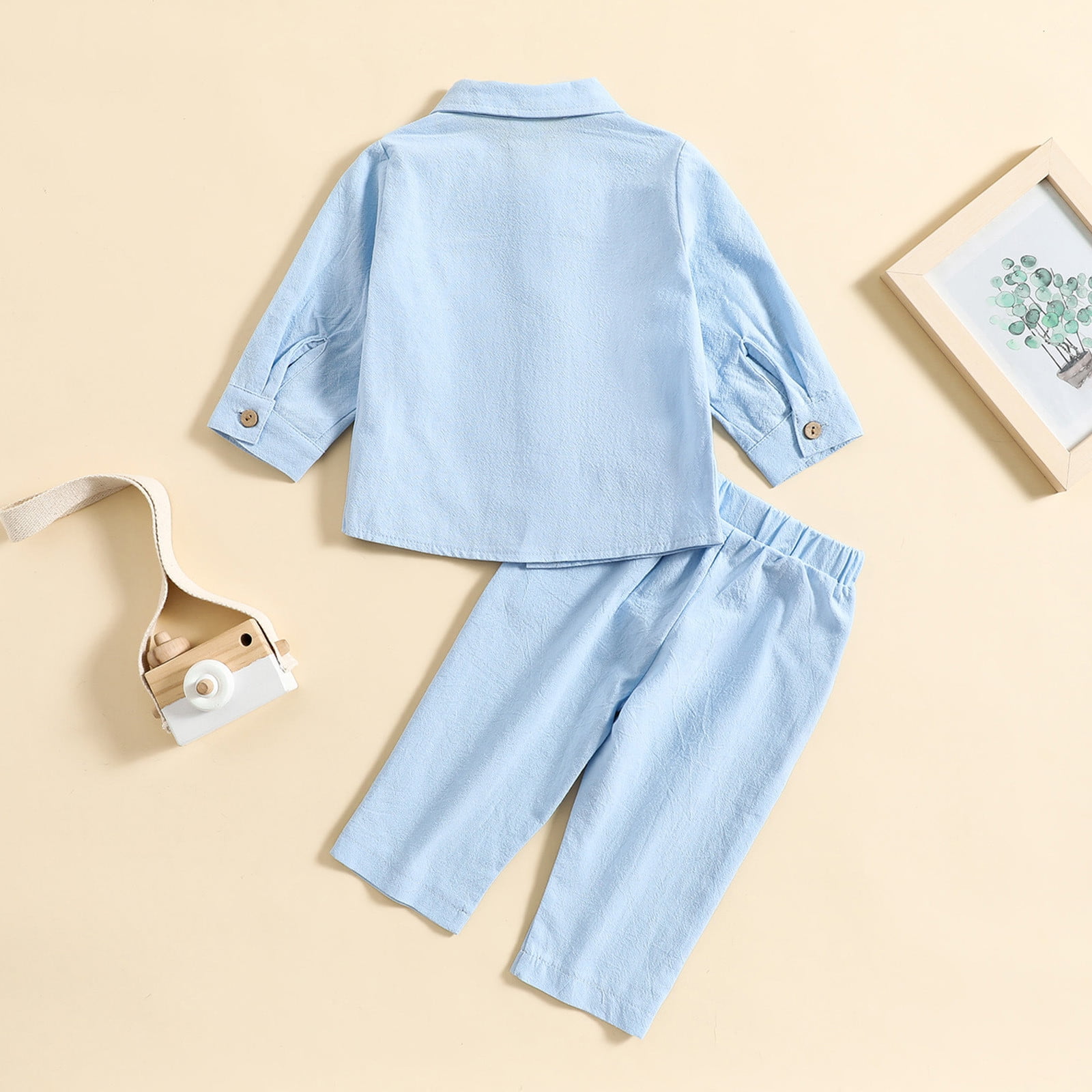 T-shirt Manches Longues Et Pantalon Pour Enfant - Ensemble Uni Crème - Vêtement Garçon/fille 2-8 Ans - Coton Doux - Pour Quotidien, école, Occasions - 6