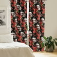 thumbnail image 2 of Ambesonne Skull Print Curtains, Roses Scary Gothic Art, Pair of 28"x95", Dark Pink Olive Green, 2 of 5