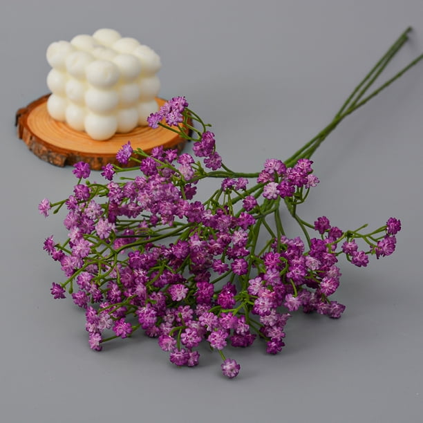 Xiao Hua 15 flores artificiales de aliento de bebé, ramo de gypsophila artificial de tacto real para arreglos florales de boda, fiestas, decoración del hogar (morado).