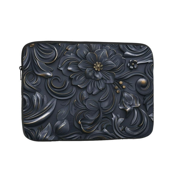 Black Gold Embossed Laptop Sleeve Bag Compatible With MacBook Air / Pro iPad MateBook Tablet Surface HP Lenovo Dell ASUS Acer Laptop Computer Protective Size: 10 inch