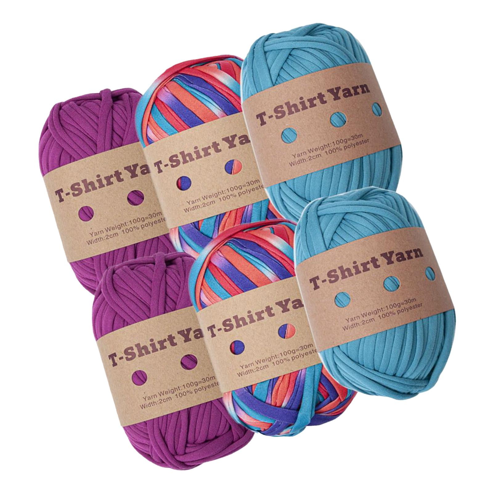 6 Pieces T Shirt Yarn Bag Making Material Crocheting Hand Knitting Hand Knit Tubular Yarn Weaving Thread Yarn for Macrame Hats Scarf Cushion Style C