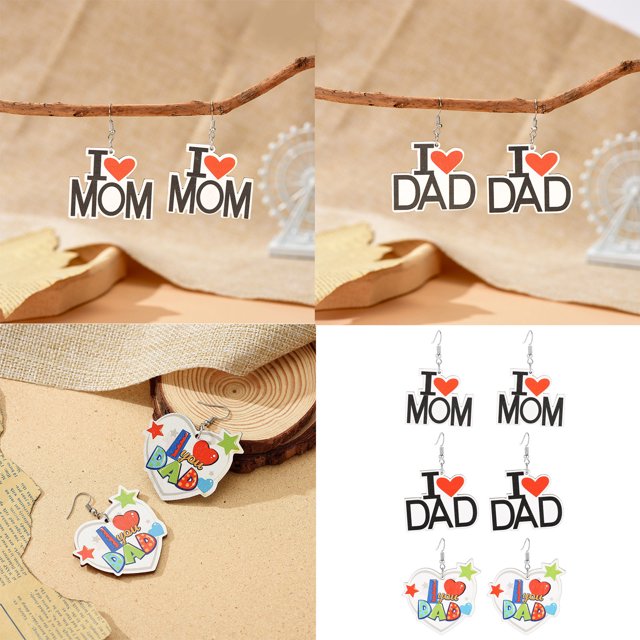 Pendientes de Metal Ganfancp Día de La Madre Día Del Padre Pendientes de Vestir Artesanía de Metal 1 Par
