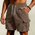 thumbnail image 4 of Ahabrexf Mens Cargo Shorts for Men, Elastic Drawstring Waist Textured Casual Shorts for Outdoor Daily Wear, 4 of 7