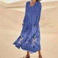 thumbnail image 2 of Robes d'Été Longues pour Femmes Robes d'Été Imprimées à Manches Longues Col Rond avec Poche Robes Longues pour Femmes Robes d'Été Courtes pour Femmes, 2 of 5