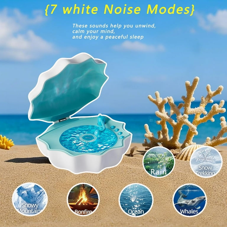 MUSICOZY Waves Vinyl Bluetooth Speaker with Mood Lamp, Shell Ocean