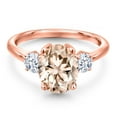 thumbnail image 3 of Gem Stone King 2.50 Ct Oval Peach Morganite 18K Rose Gold Plated Silver Ring, 3 of 6