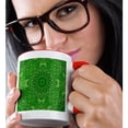 thumbnail image 2 of 3drose, Green Oriental Bohemian Mandala Pattern Background Art, 15oz Two-tone Red Mug, 2 of 6