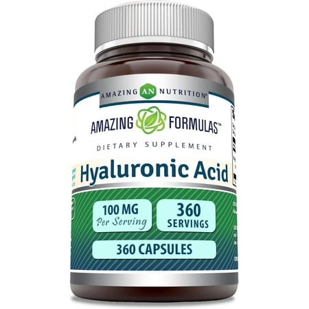 Amazing Formulas Hyaluronic Acid 100mg Per Serving 360 Capsules Supplement | Non GMO | Gluten Free | Made in USA