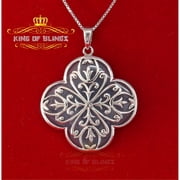 King of Bling's Promise White Sterling Silver Charming Necklace Pendant with Cubic Zirconia