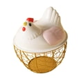 thumbnail image 2 of Cesta de huevo de pollo huevo contenedor titular de alambre de hierro portátil huevo de pollo titular encimera de recogida de huevos cesta para , Oro, 2 of 8