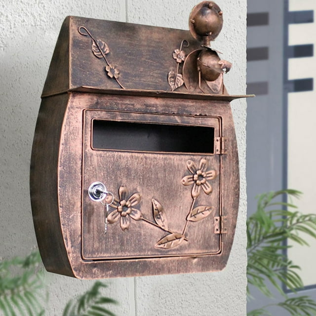 Soporte de Pared para Buzones con : Buzones Impermeables de Gran Capacidad, 11,8 X 6,3 X 15,75 Pulgadas , Bronce Soledad Buzón de montaje en pared