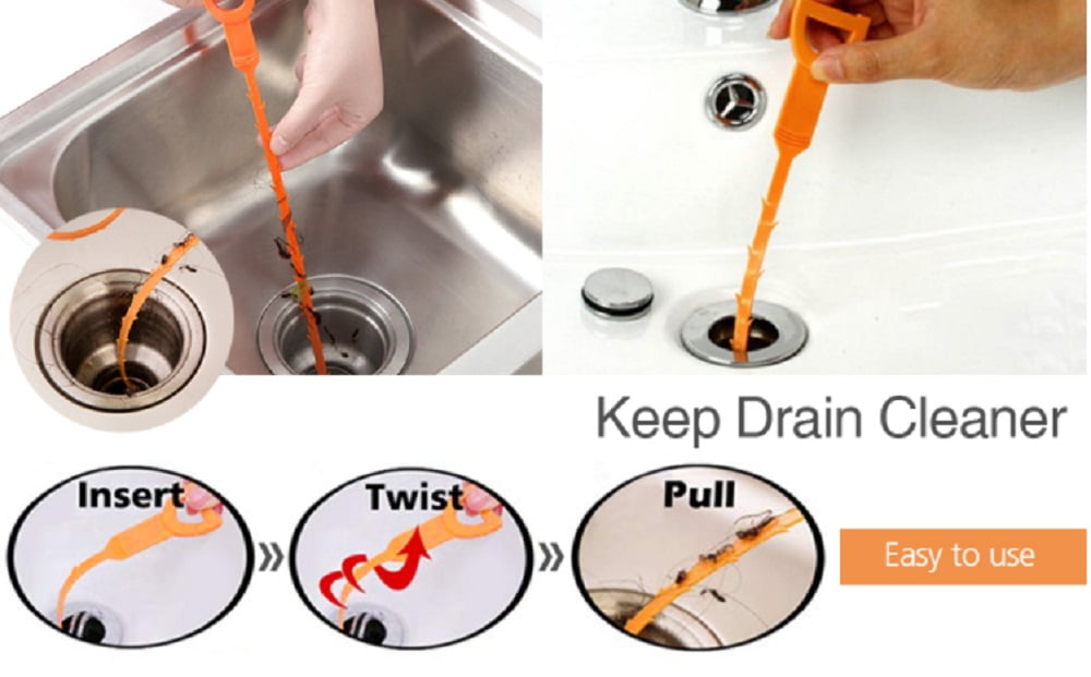 HFLYJPYW 3 Pack 25 Inch Hair Snake Hair Drain Clog Remover Cleaning Tool  Drain Opener sink snake Drain Auger Hair Remover Tool For Sewer, Toilet